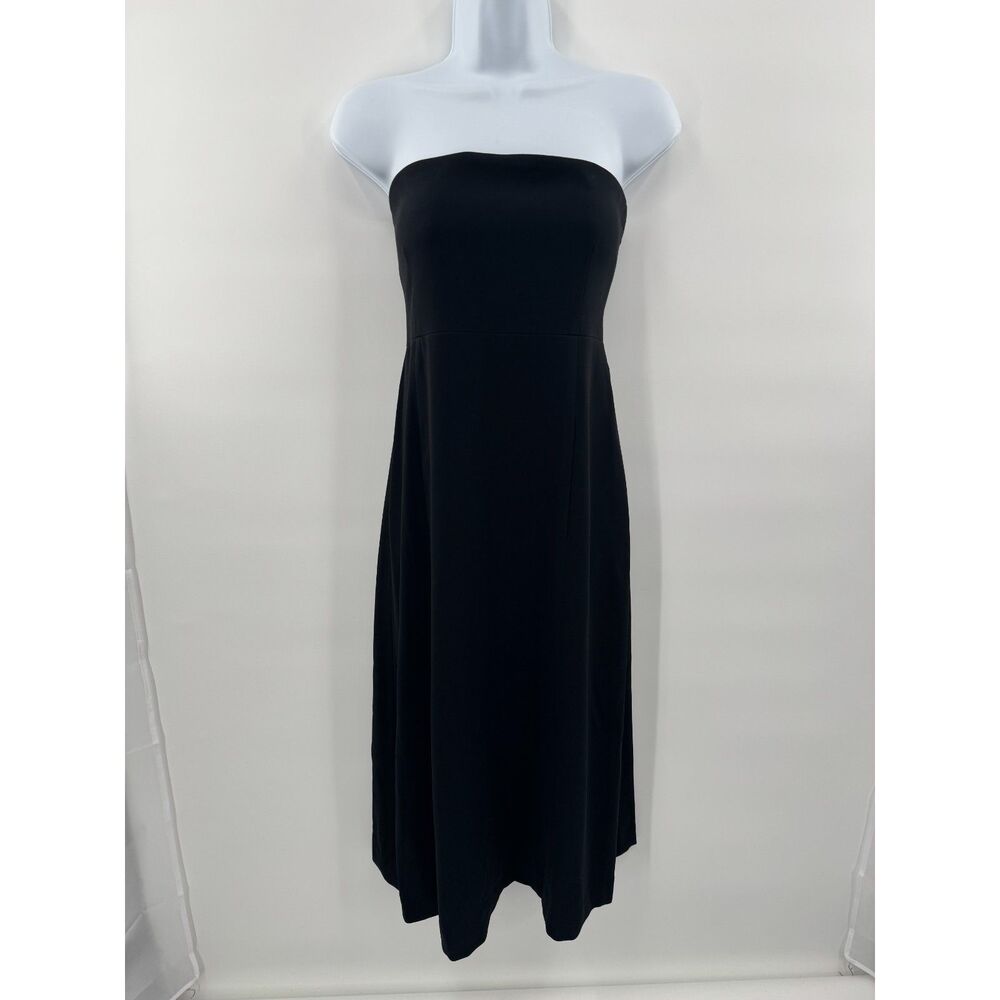 NWT Vintage 90s Ralph Lauren Strapless Black Midi Dress Pockets Size 10 - Picture 2 of 11